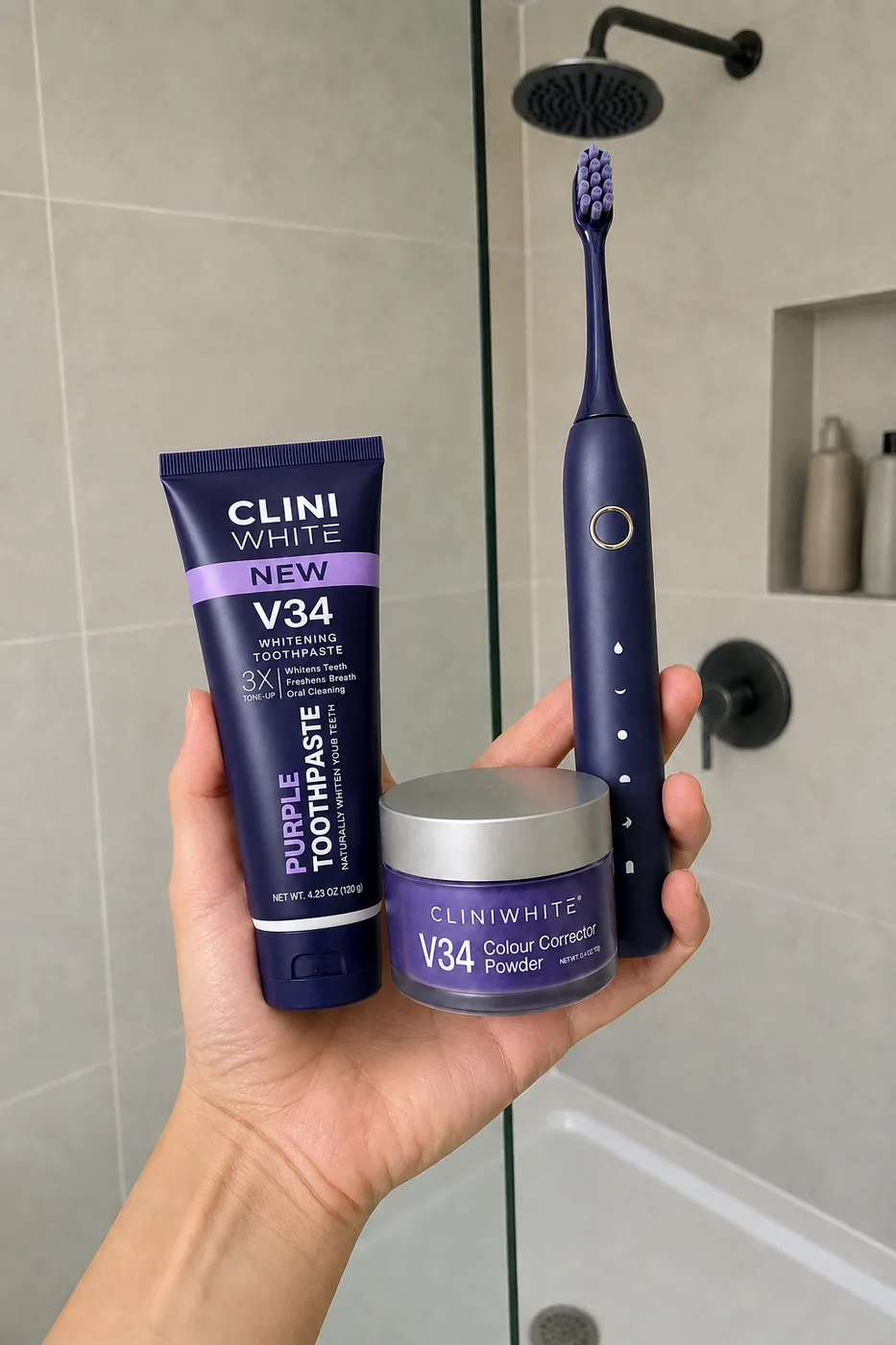 Toothpaste, Colour Corrector Powder & Pro Toothbrush