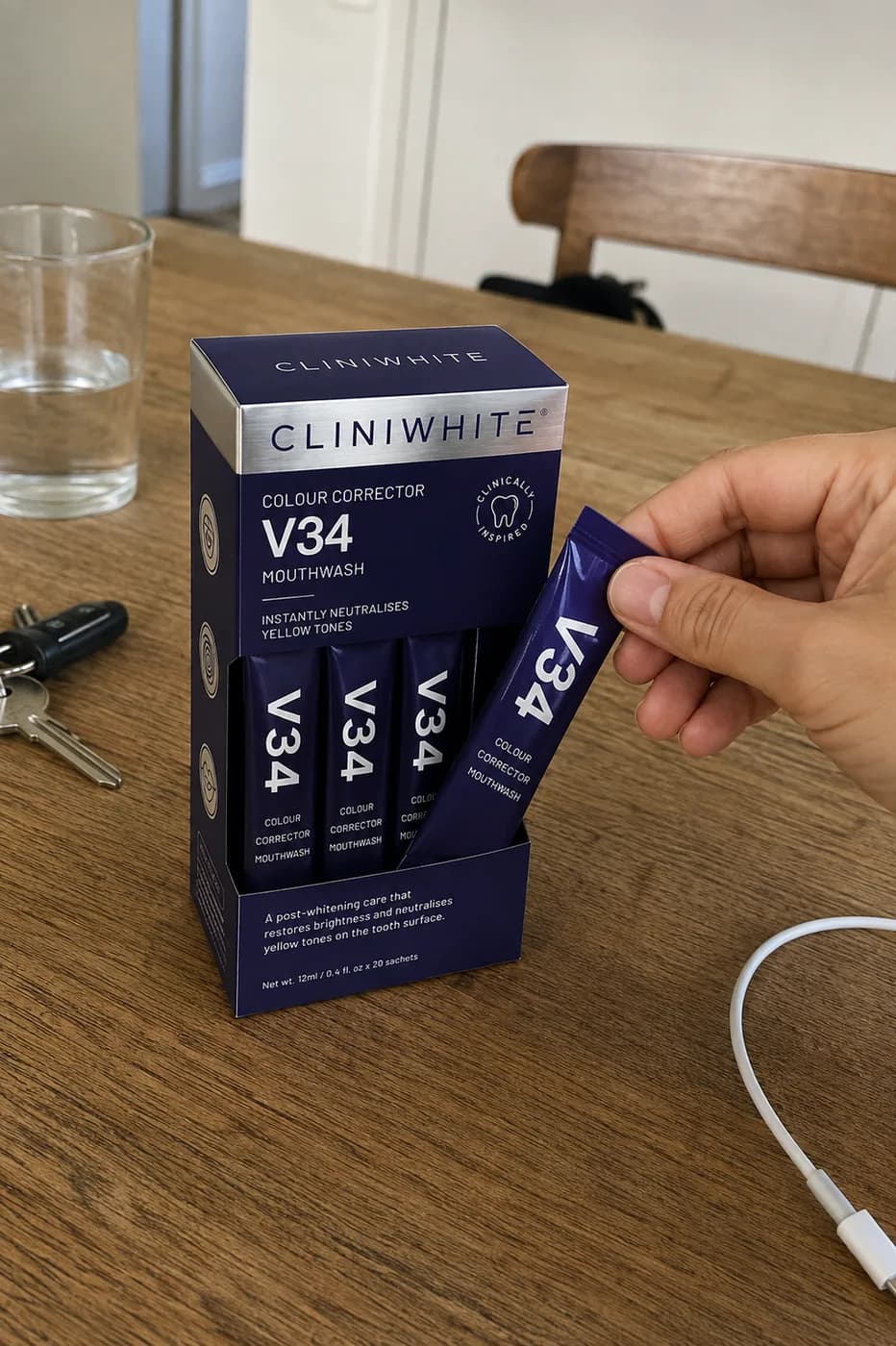 V34 Colour Corrector Mouthwash — 20 sachets