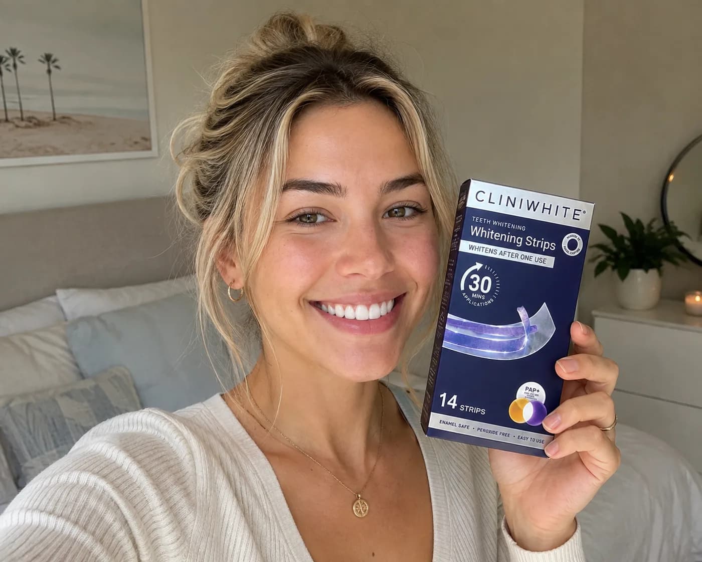 V34 Whitening Strips — whitens after one use