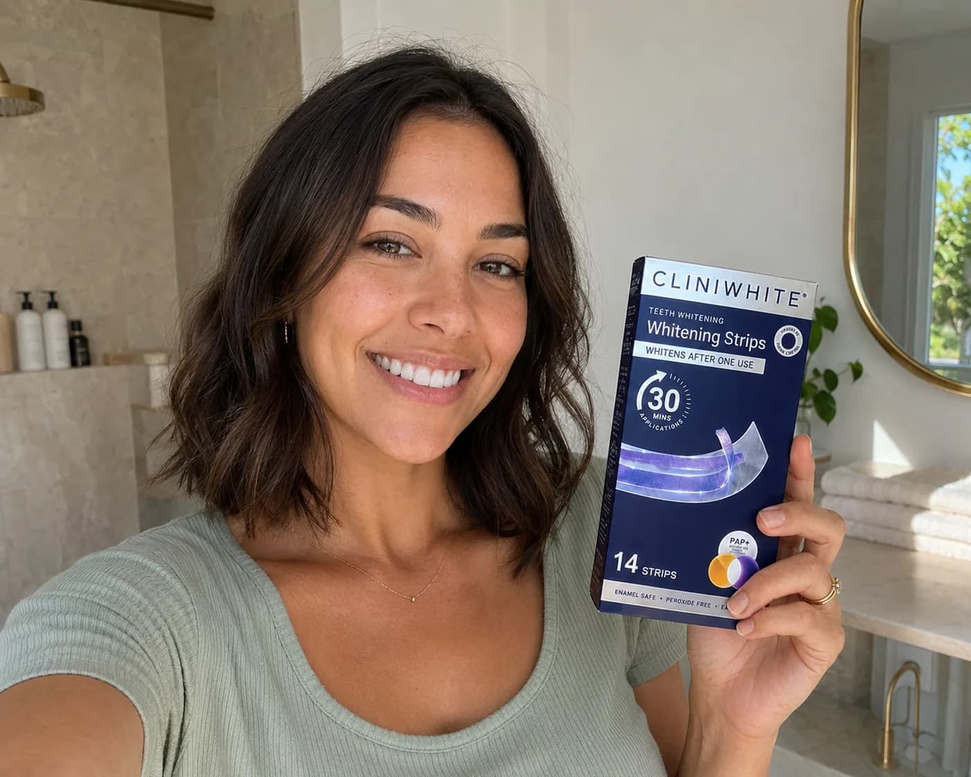 V34 Whitening Strips — 14 strips, 30 minutes a day